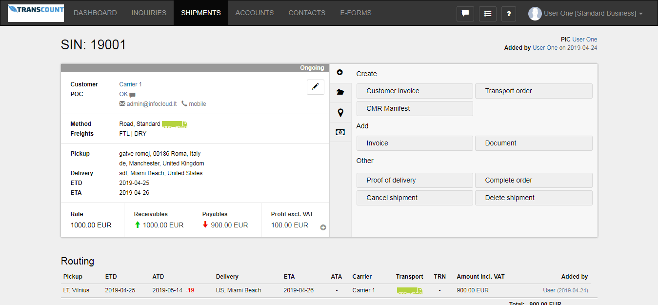 Freight order management